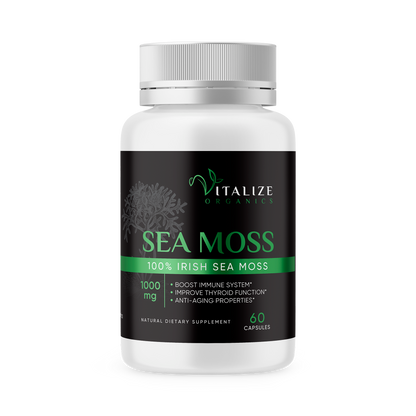Organic Wildcrafted 100% Pure Irish Sea Moss (1000 mg) Vegan Capsules